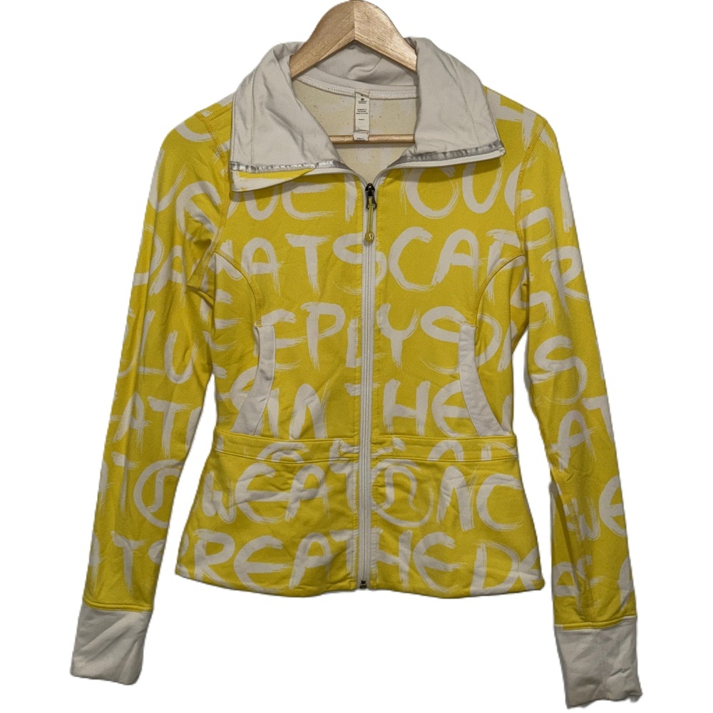 Womens Lululemon Victory Manifesto Jacket Yellow White Silver Rare Jacket Size 6
